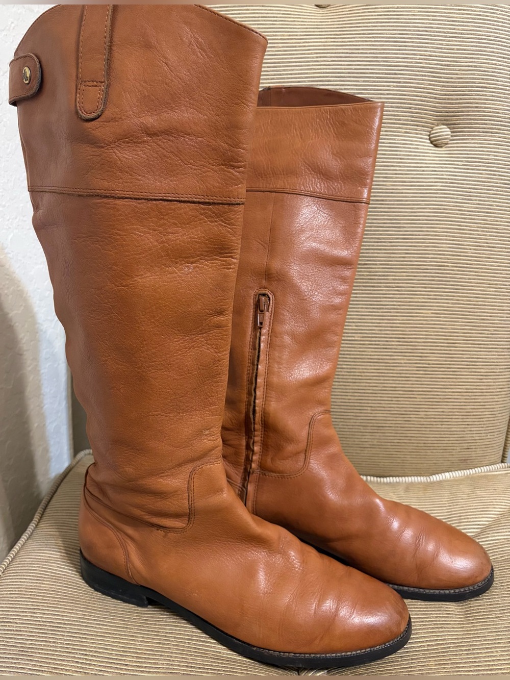 Lauren Ralph Lauren Jenessa Women's Leather Riding Boots, Deep Saddle Tan - Sz 9